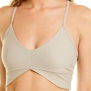 Good American Angled Ribbed Crop Top In Summer Sand Size 5 (2XL) NWT